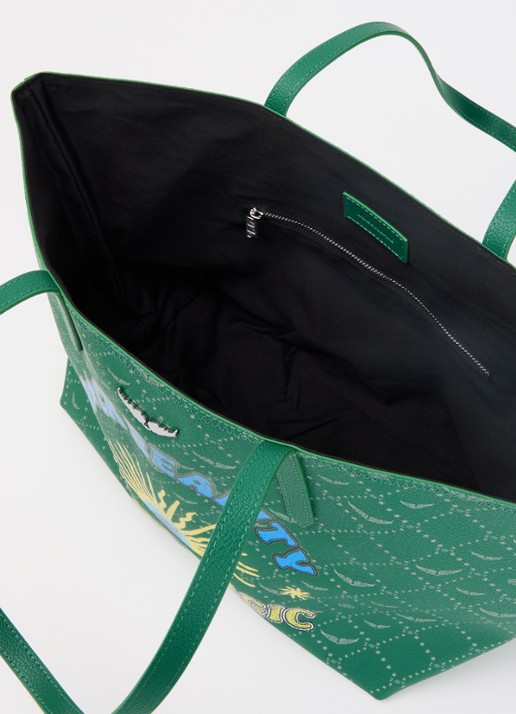 Zadig&Voltaire Z shopper van leer met logoprint - detail groen