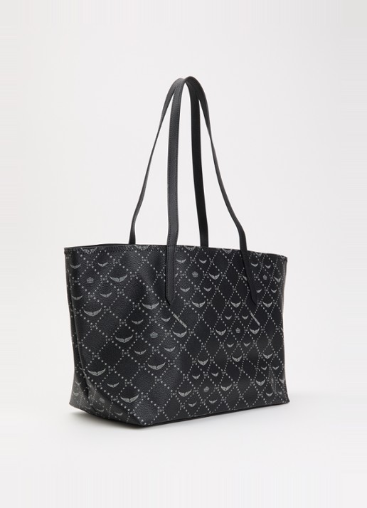 Zadig&Voltaire Z shopper van leer met logoprint - achterkant 5 zwart