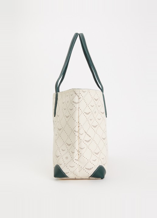 Zadig&Voltaire Z shopper van leer met logoprint - detail 3 ivoor