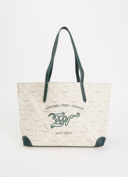 Zadig&Voltaire Z shopper van leer met logoprint - voorkant ivoor