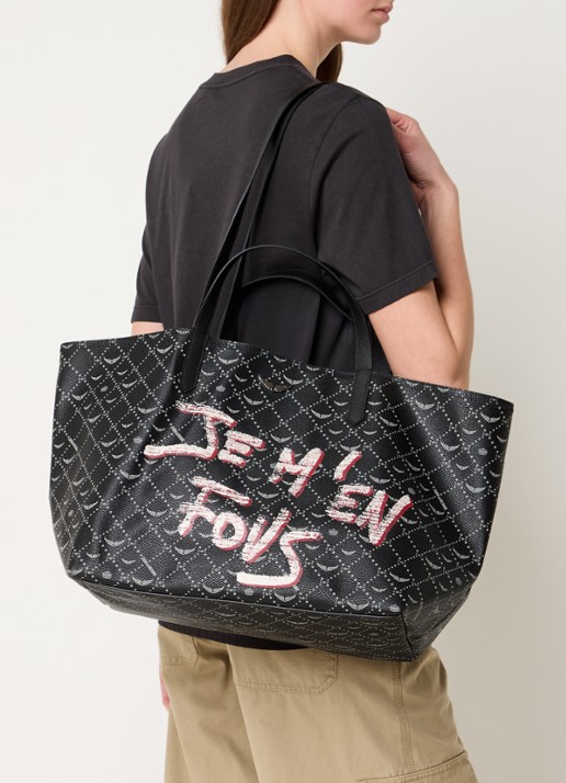 Zadig&Voltaire Z shopper XL met print - voorkant 2 zwart