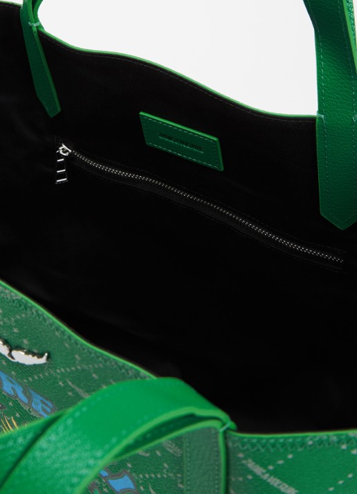 Zadig&Voltaire Z XL shopper van leer met logoprint - detail 3 groen