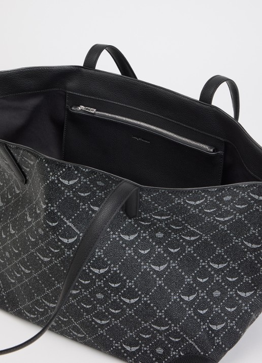 Zadig&Voltaire Z XL shopper van leer met logoprint - detail zwart