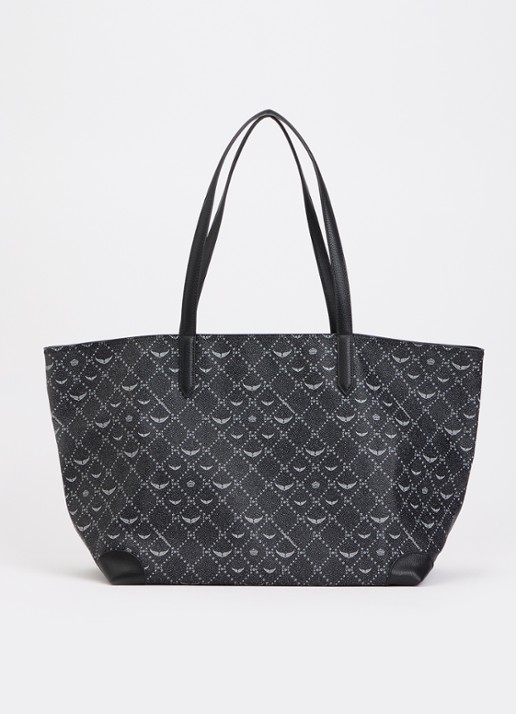 Zadig&Voltaire Z XL shopper van leer met logoprint - voorkant 5 zwart
