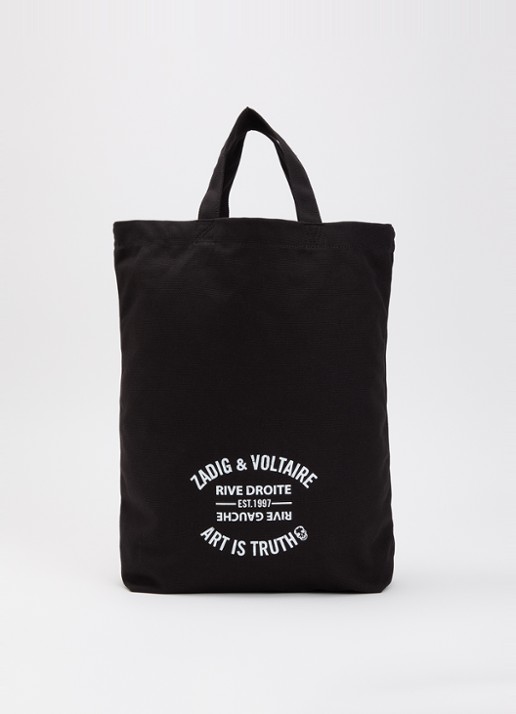 Zadig&Voltaire Zadig shopper van canvas met logoprint - voorkant 5 zwart