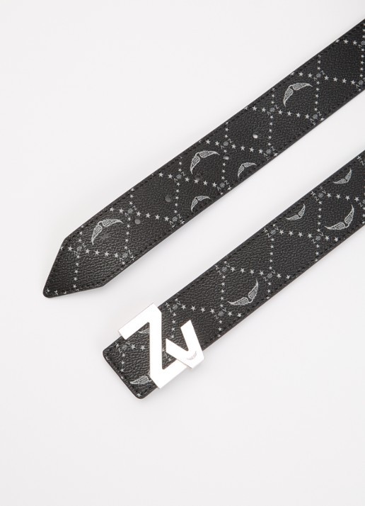 Zadig&Voltaire ZV Initiale riem van imitatieleer met logo print - detail 2 zwart