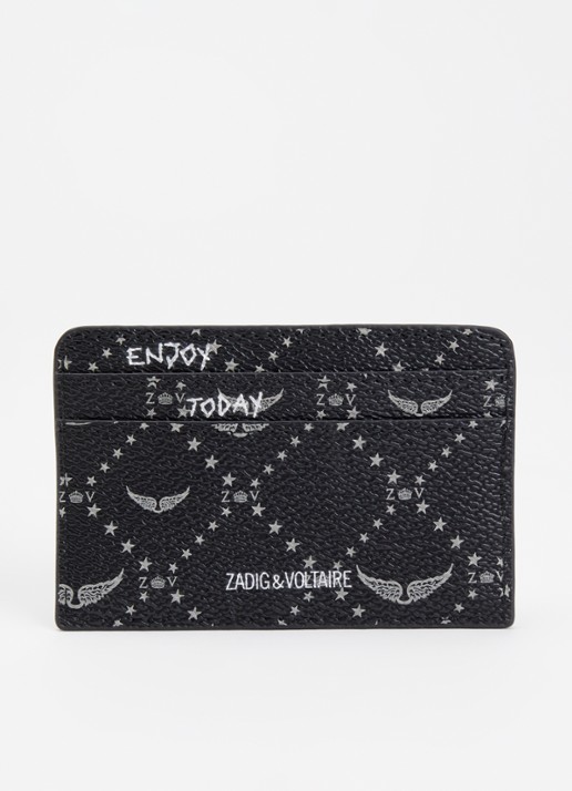 Zadig&Voltaire ZV pasjeshouder met logoprint  - achterkant 3 zwart