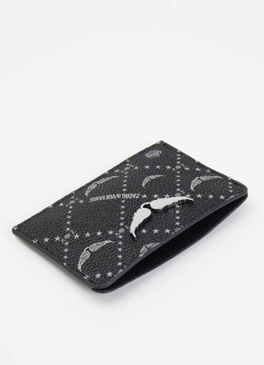 Zadig&Voltaire ZV pasjeshouder met logoprint  - voorkant 2 zwart