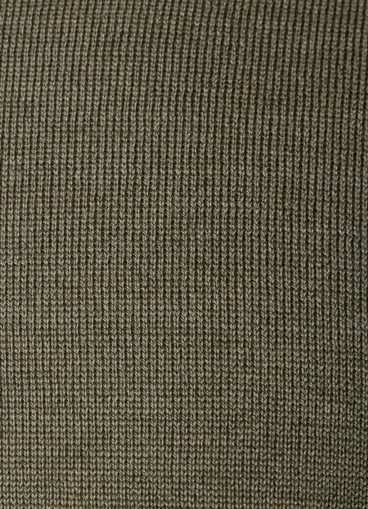Zanone Fijngebreide pullover van scheerwol met halve rits - detail 5 olijfgroen