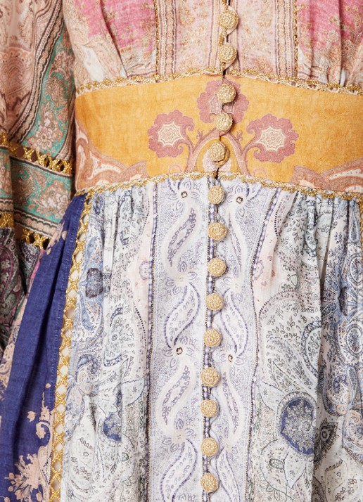 Zimmermann Anneke midi blousejurk van linnen met lurex en steekzakken - detail 5 orange