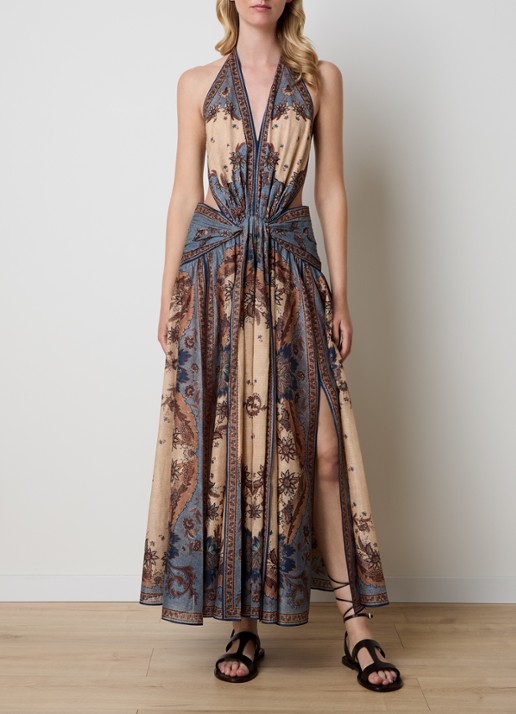 Zimmermann Ascension maxi jurk met bloemenprint - detail 2 beige