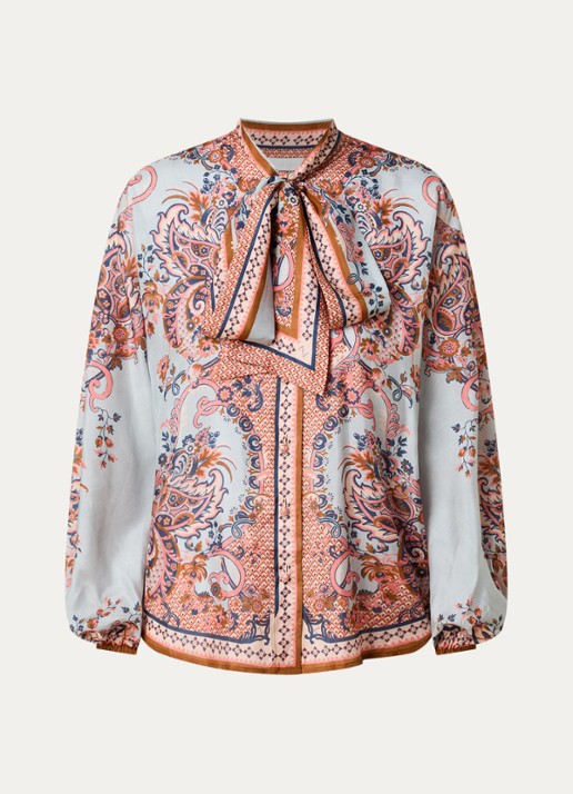 Zimmermann Aster blouse van zijde - voorkant 3 blauwgrijs