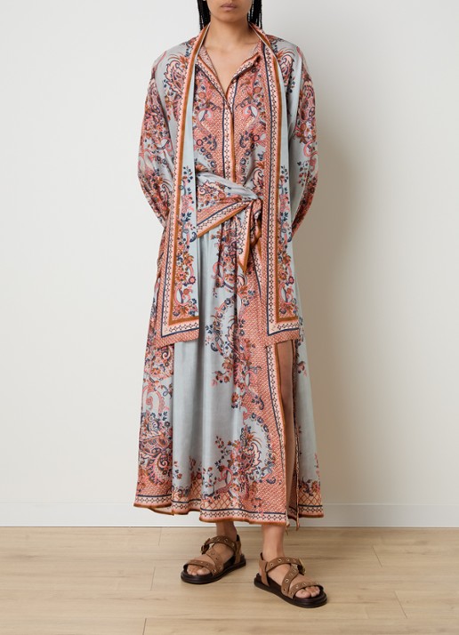 Zimmermann Aster blouse van zijde - voorkant 4 blauwgrijs