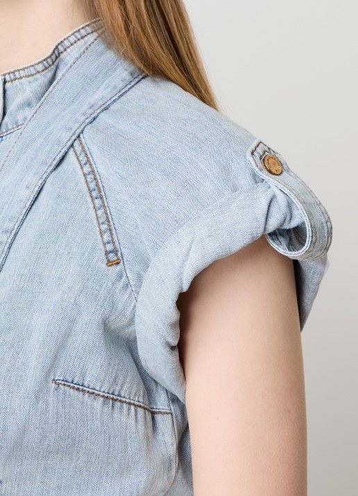 Zimmermann Blouse van denim - detail 5 blauwgrijs