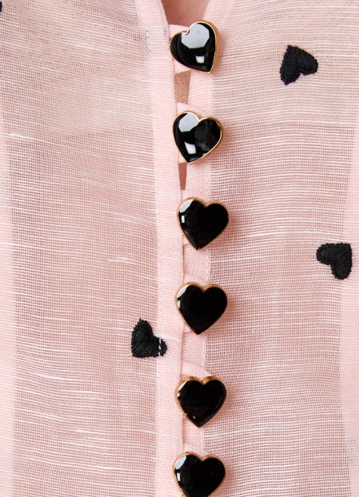 Zimmermann Crush semi-transparante blouse in zijdeblend met sjaalkraag - detail 5 zalmroze