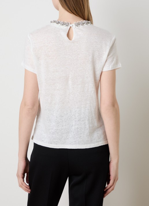 Zimmermann Embellished top van linnen met strass - achterkant wit