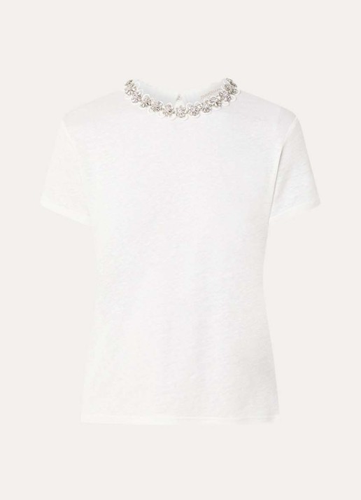 Zimmermann Embellished top van linnen met strass - voorkant 2 wit