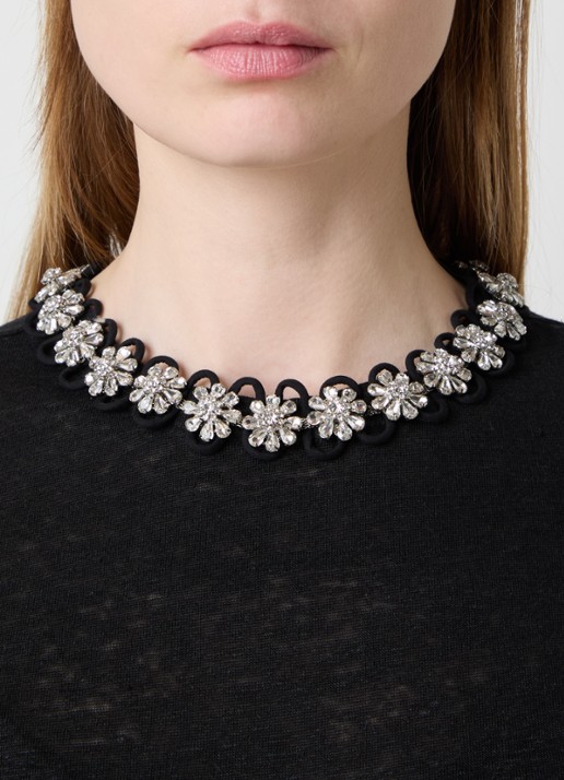 Zimmermann Embellished top van linnen met strass - detail 2 zwart