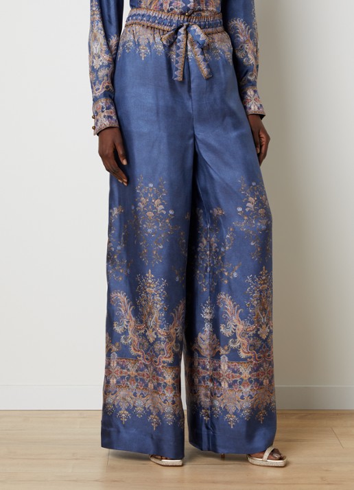 Zimmermann High waist wide fit broek van zijde met print