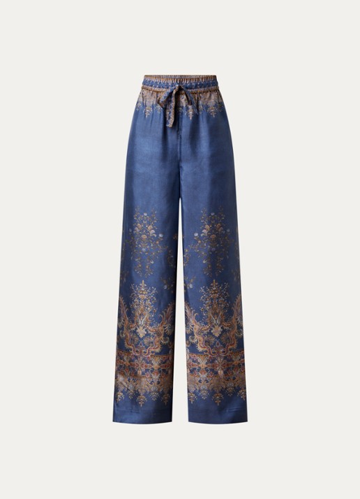 Zimmermann High waist wide fit broek van zijde met print - voorkant 4 blauw