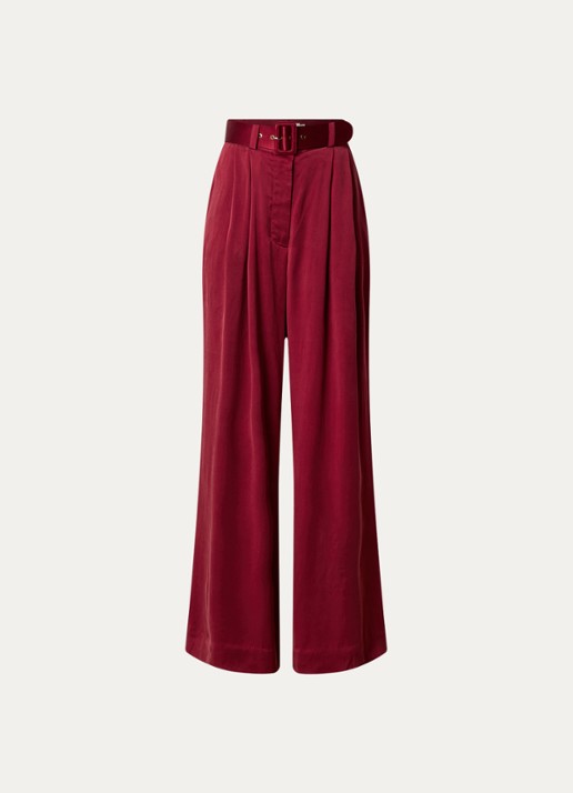 Zimmermann High waist wide fit palazzobroek van zijde met ceintuur - voorkant 2 rood
