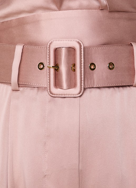 Zimmermann High waist wide fit pantalon van zijde met ceintuur - detail 2 oudroze