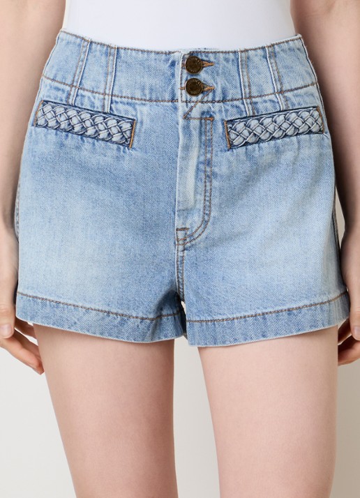 Zimmermann Indra high waist loose fit korte broek van denim