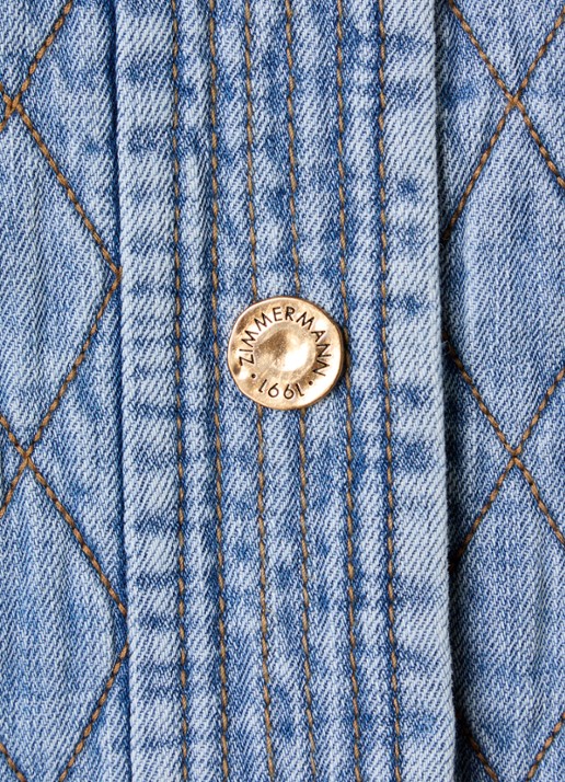 Zimmermann Indra spijkerjas met quilt patroon - detail 6 indigo