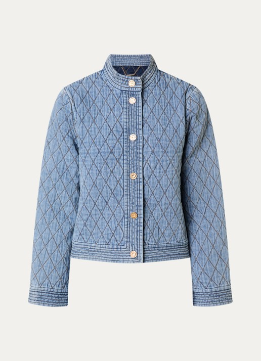 Zimmermann Indra spijkerjas met quilt patroon - voorkant 2 indigo