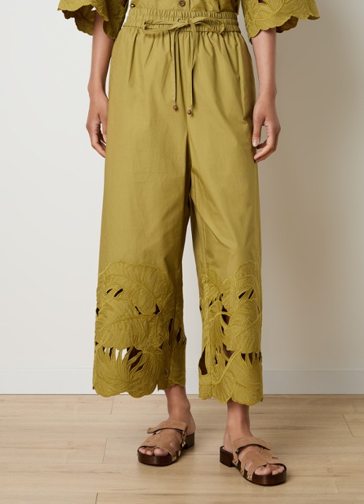 Zimmermann Mahon high waist wide fit broek met broderie