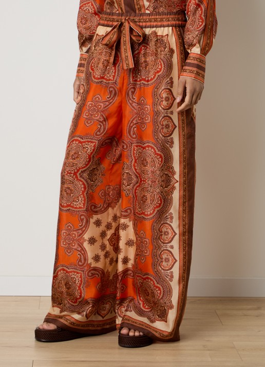 Zimmermann Mahon high waist wide fit palazzobroek van zijde met print