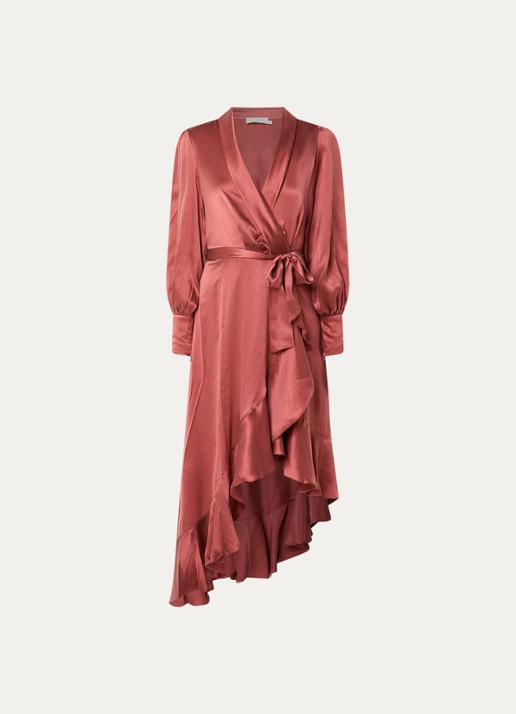 Zimmermann Maxi tuniekjurk met overslag - voorkant steenrood