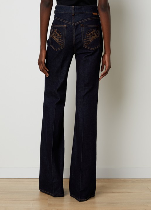 Zimmermann Mid waist flared fit jeans met donkere wassing - achterkant blauw