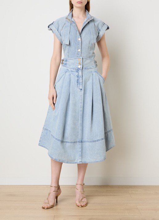 Zimmermann Midi spijkerrok met steekzakken - voorkant 2 jeans