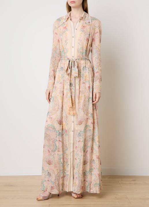 Zimmermann Rebellion maxi blousejurk met bloemenprint en strikceintuur