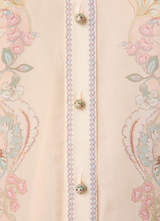 Zimmermann Rebellion maxi blousejurk met bloemenprint en strikceintuur - detail 3 lichtroze