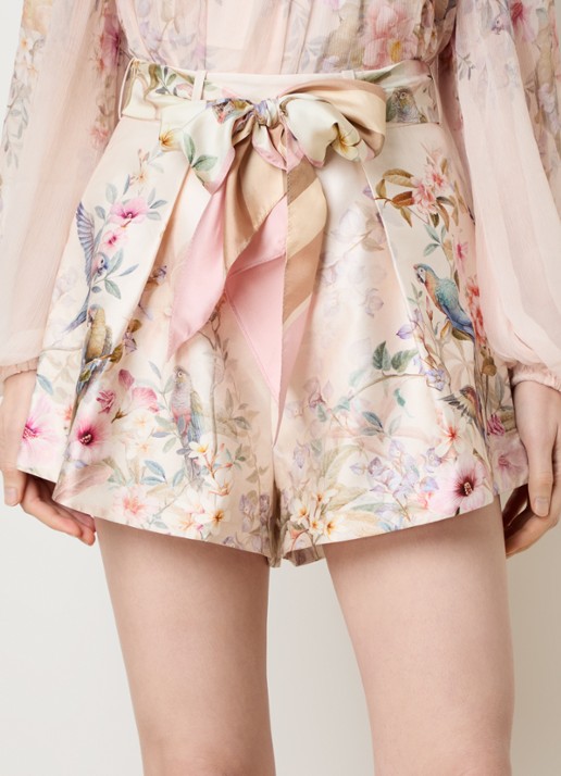 Zimmermann Rebellion mini broekrok in zijdeblend met bloemenprint