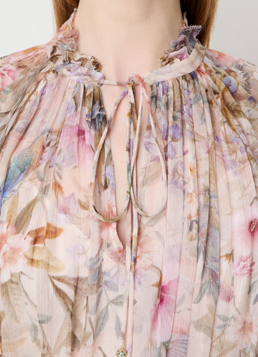Zimmermann Rebellion tuniek met bloemenprint - detail 2 lichtroze