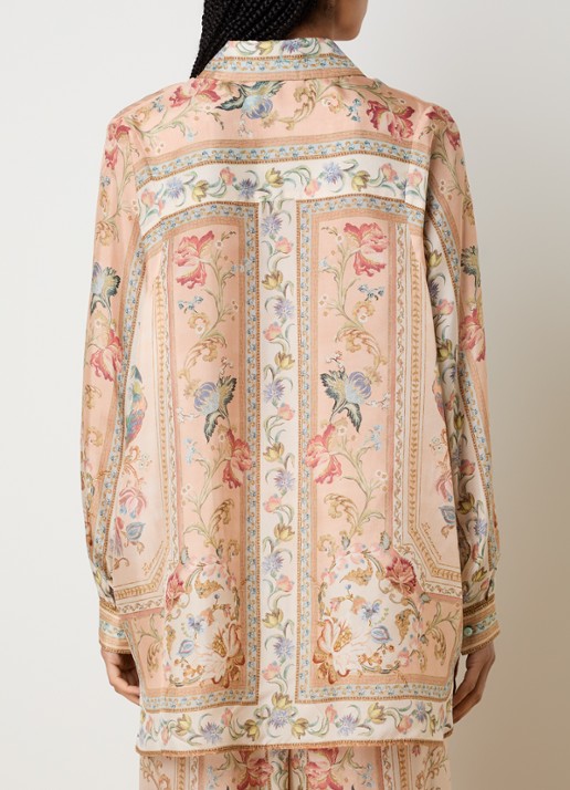 Zimmermann Roselight blouse van zijde met print - achterkant zalmroze