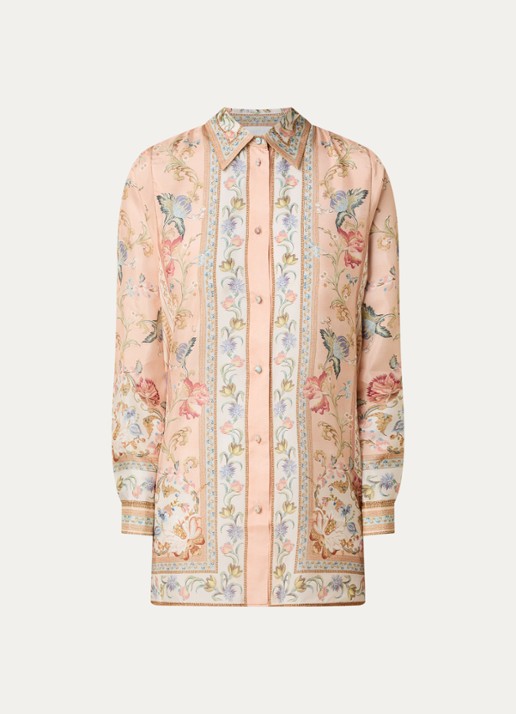 Zimmermann Roselight blouse van zijde met print - voorkant 2 zalmroze