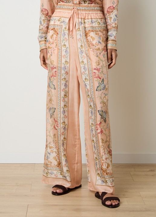 Zimmermann Roselight high waist wide fit broek van zijde