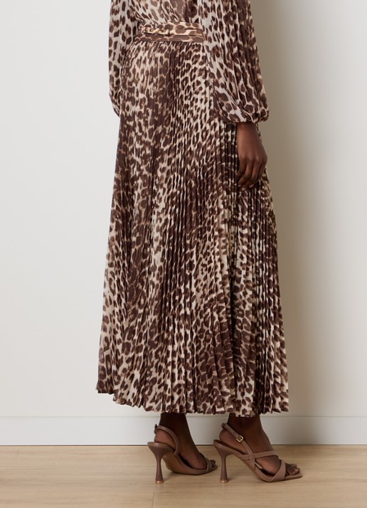 Zimmermann Sunray maxi rok met panterprint en ceintuur - achterkant bruin