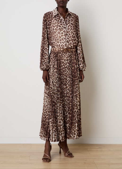 Zimmermann Sunray maxi rok met panterprint en ceintuur - voorkant 3 bruin