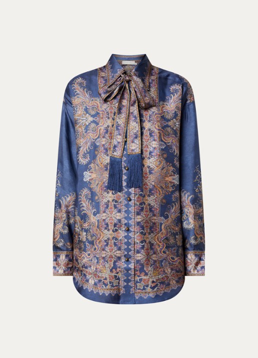 Zimmermann Valiant blouse van zijde met print - voorkant 4 blauw