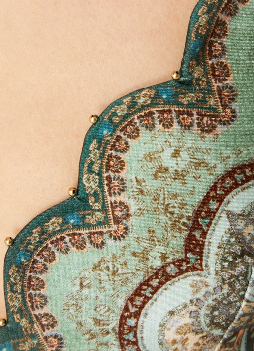 Zimmermann Wanderlust badpak met paisley dessin - detail 4 lindegroen