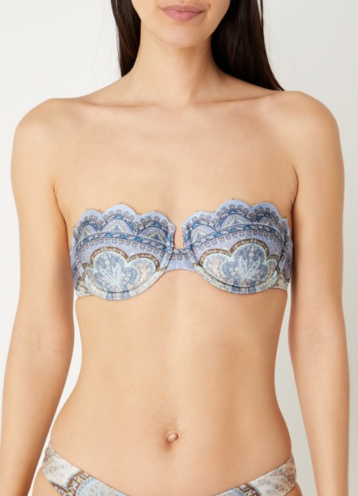 Zimmermann Wanderlust bikinitop met paisley dessin - detail 4 staalblauw