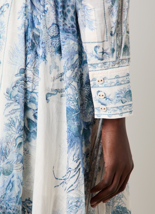 Zimmermann Wanderlust blouse met print - detail 5 staalblauw