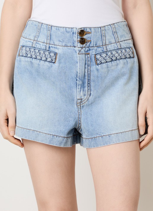 Zimmermann Wanderlust high waist loose fit korte broek van denim