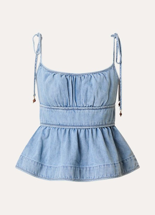 Zimmermann Wanderlust spaghettitop van chambray - voorkant 3 lichtblauw