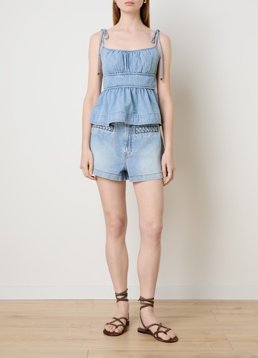 Zimmermann Wanderlust spaghettitop van chambray - voorkant 4 lichtblauw